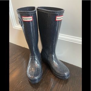 Navy blue shimmer Hunter Kids Rainboots US 5 Girl